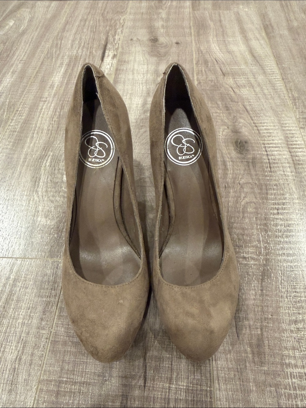 Jessica Taupe Suede Pointed-Toe Pumps